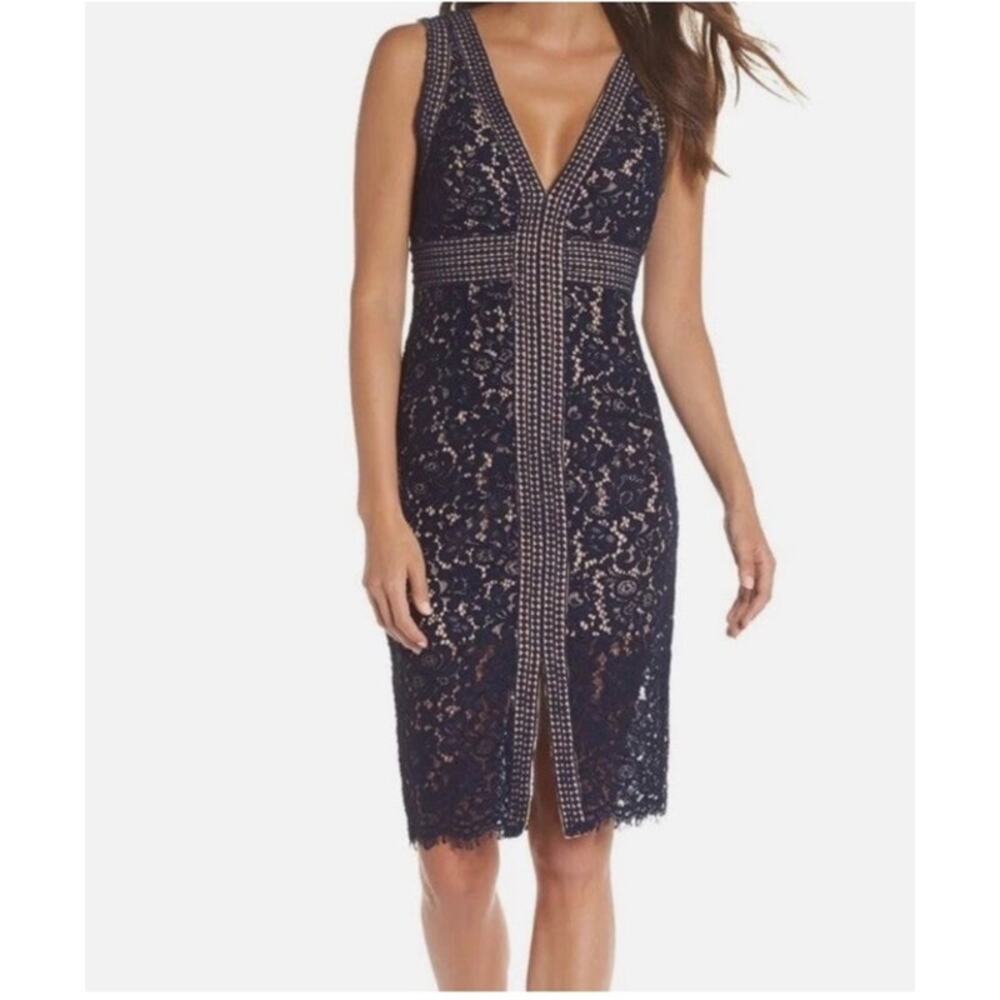 Bardot Navy Lace Dress Size 10 Midi Wedding Guest Cocktail Party Formal NWT